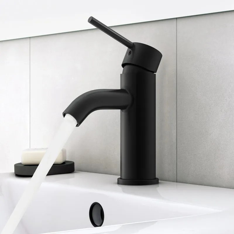 Rubinetto per lavabo a canna media MIA nero opaco SENSEA H 16 cm