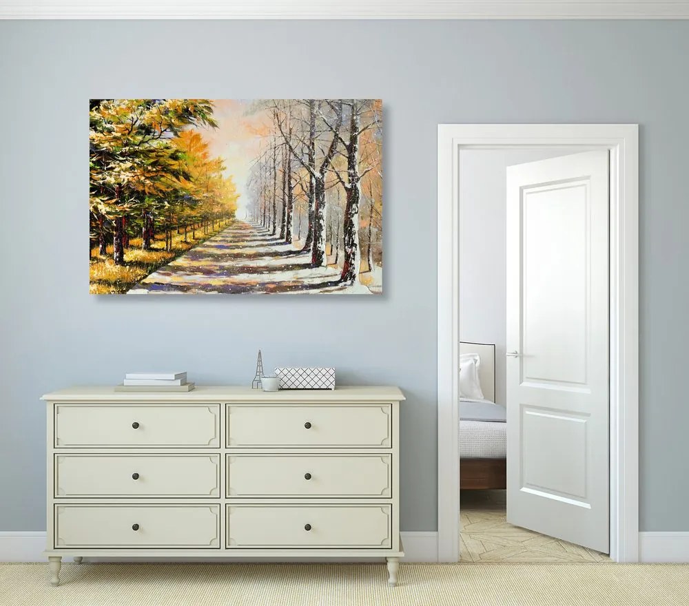 Quadro su tela – Viale alberato autunnale