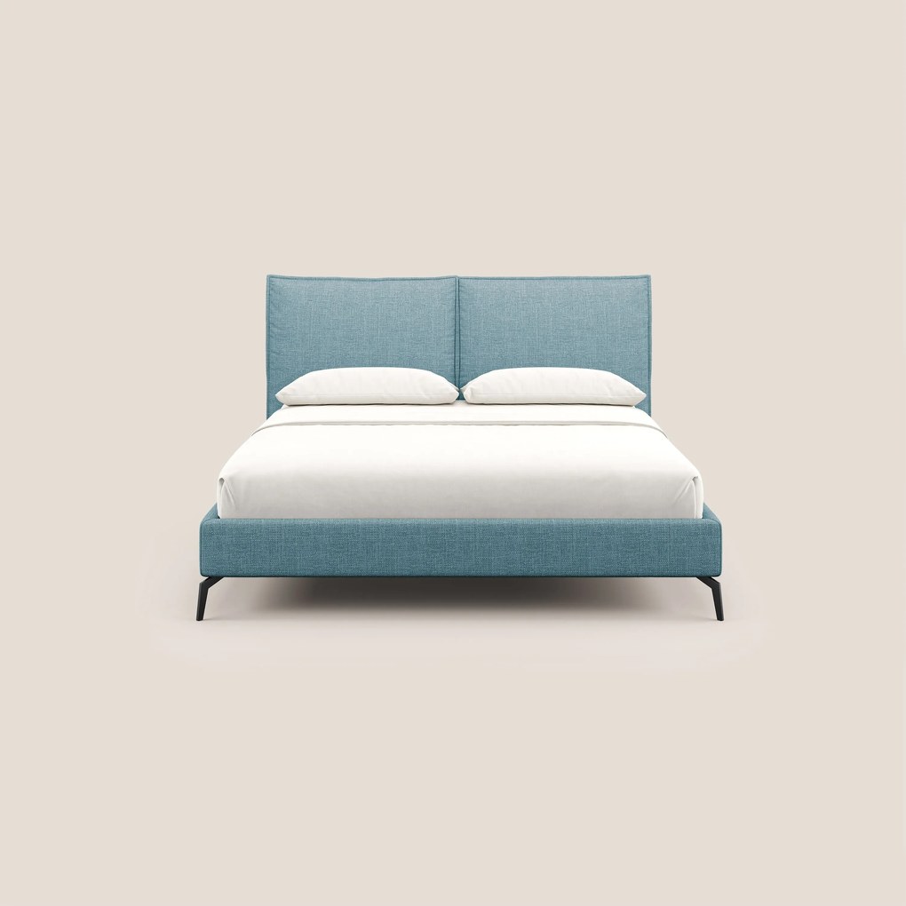 Cloe letto imbottito con piedi in metallo sfoderabile in tessuto fiammato impermeabile T06