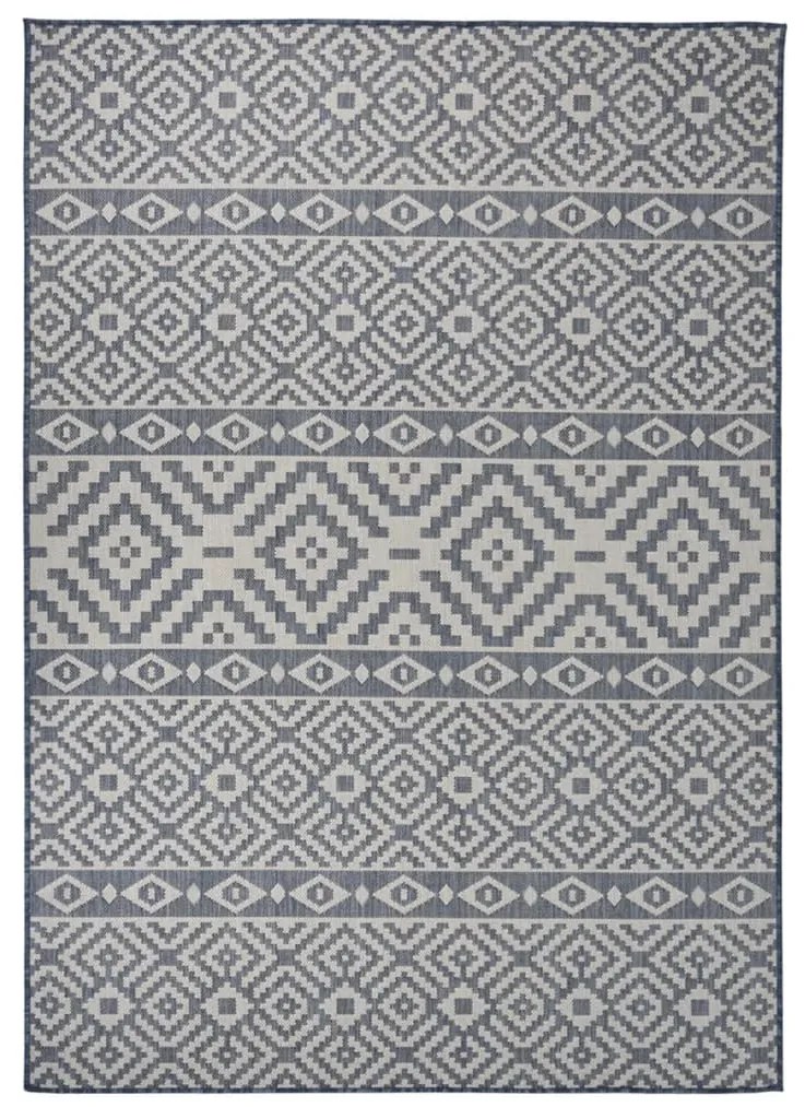 Tappeto Da Esterni A Tessitura Piatta 140x200 Cm Strisce Blu /