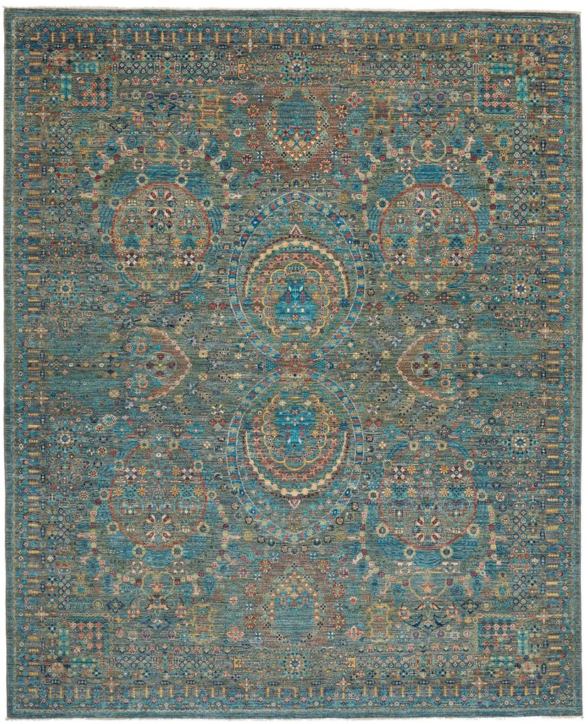 Samarkand Tappeto orientale 310x250 Verde (Pakistan) Annodato A Mano