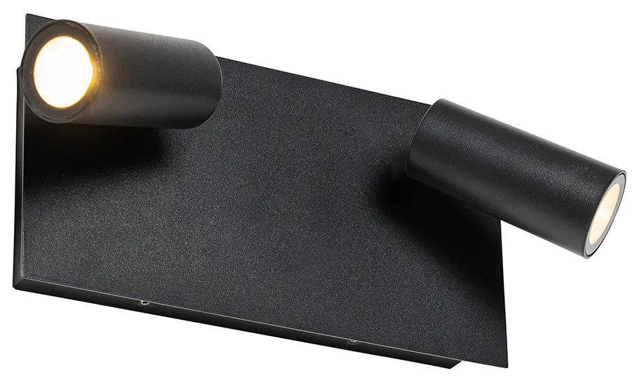 Lampada da parete per esterni moderna nera con LED 2 luci IP54 - Simon