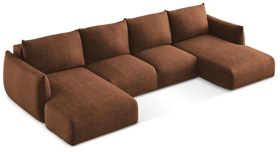Divano angolare color terracotta allungabile (a U) Leila – Makamii