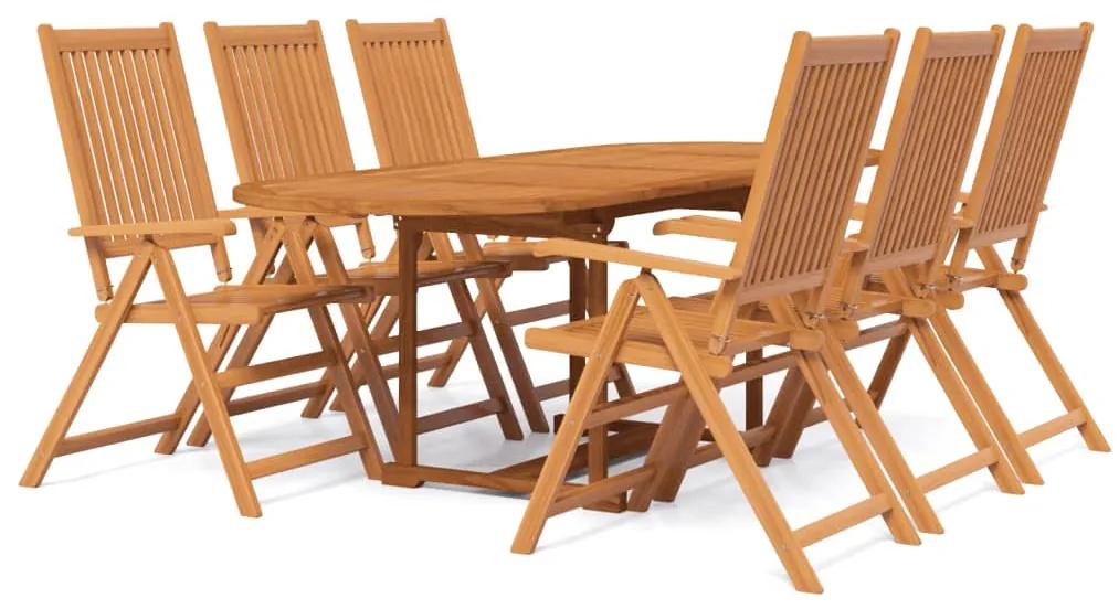 Set mobili da pranzo per giardino 7 pz legno massello di acacia