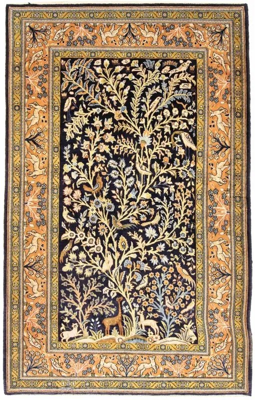 Ghom Tappeto persiano 220 x 140 Blu (Iran) Annodato A Mano