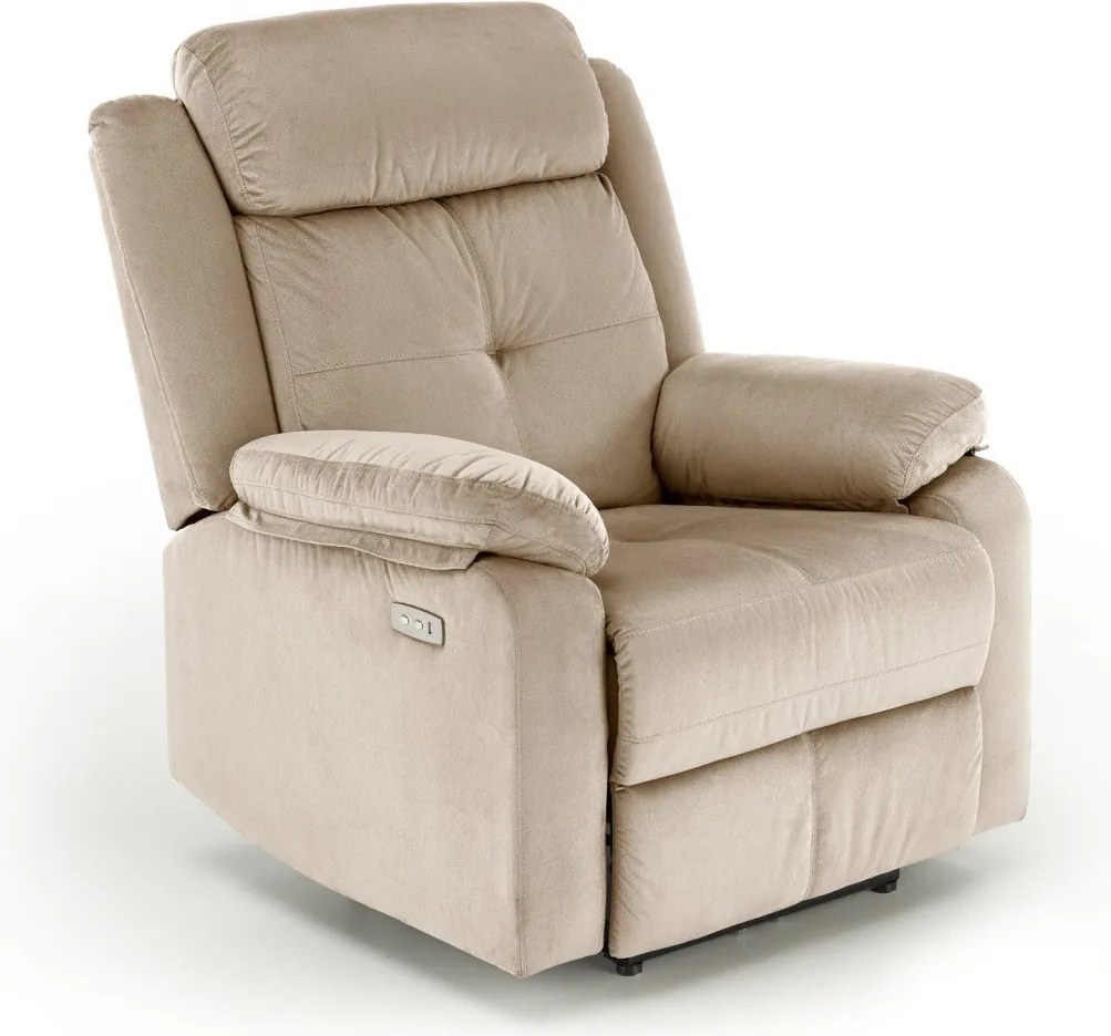 Poltrona reclinabile Loris in tessuto beige - H105 cm