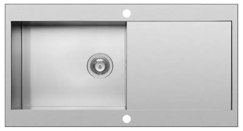 Lavello integrato 1 vasca con gocciolatoio laterale destro o sinistro PYRAMIS Mondrian inox L 53 x L 100 cm argento