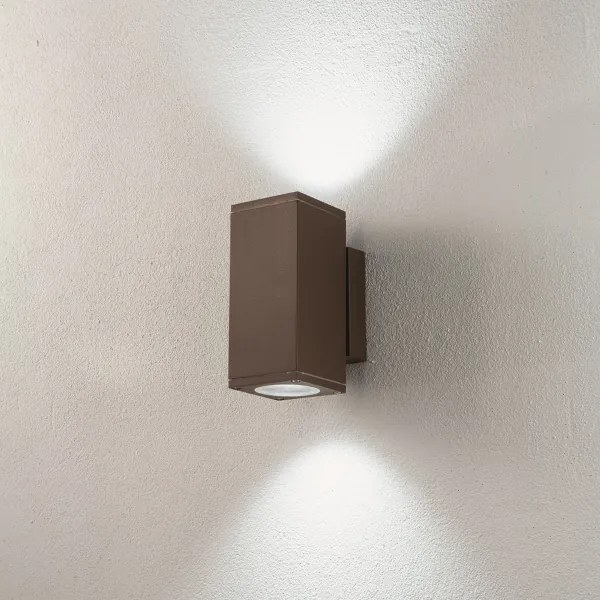 Applique NEVADA 9x12 cm per esterni in alluminio Marrone con diffusore in vetro