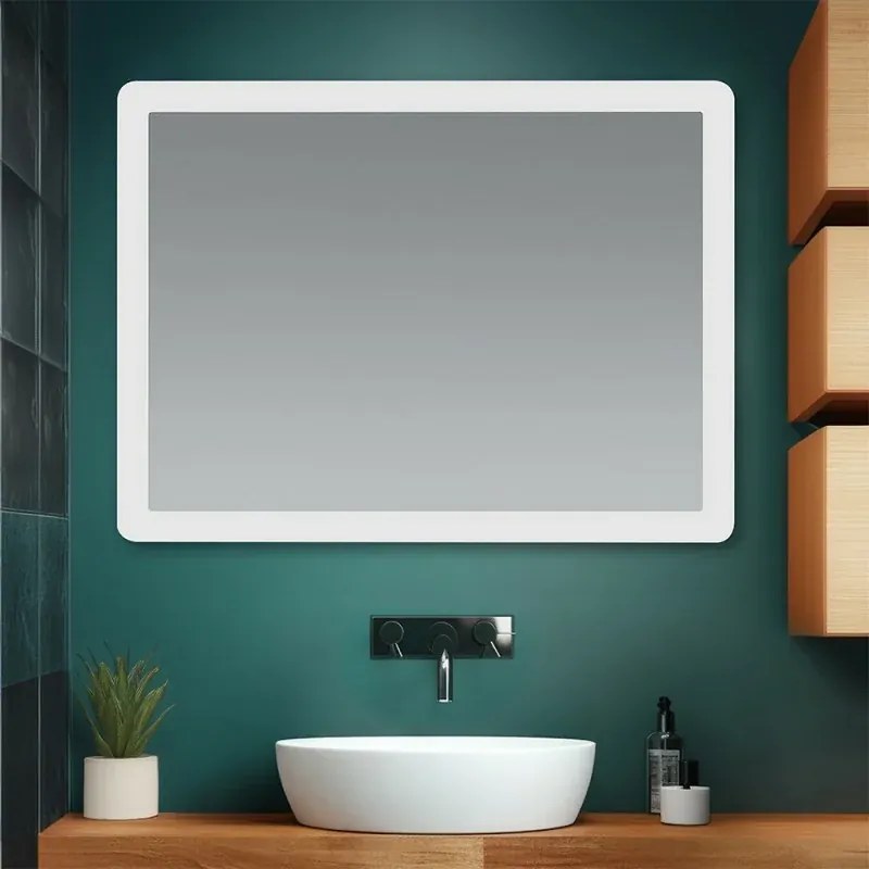 Specchio bagno 100x70 cm con LED naturale e installazione reversibile