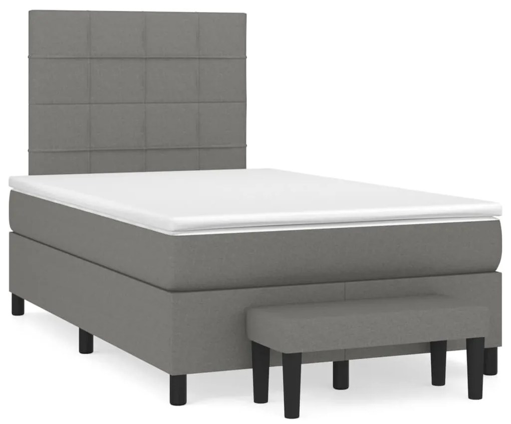 Giroletto A Molle Con Materasso Grigio Scuro 120x190cm Tessuto /