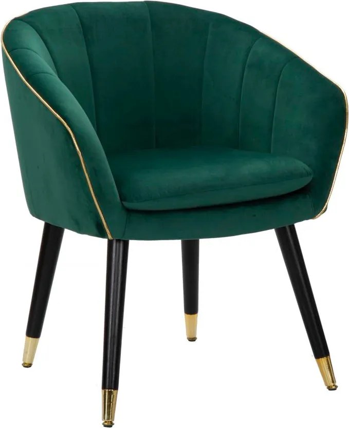 Poltrona Paris 62x58x78 cm in Legno Spugna Metallo e Poliestere Verde e Oro...
