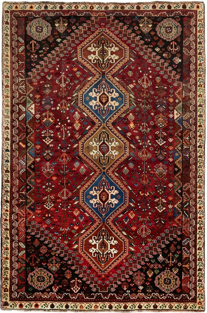 Shiraz Tappeto persiano 260 x 170 Rosso (Iran) Annodato A Mano