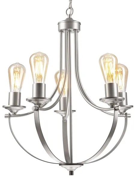 Lampadario a sospensione con catena GINA 5xE27/60W/230V cromo