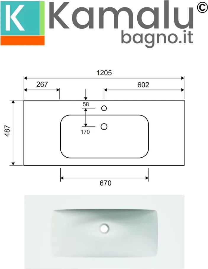 Mobile bagno sospeso 120cm rovere effetto cannettato con lavabo nero KDS-120L - KAMALU