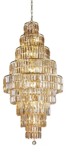 Lampadario empire 13lt - metallo ottone satinato e vetro champagne