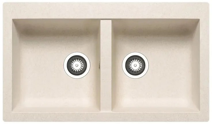 Lavello integrato 2 vasche in resina avena DELINIA Scirocco L 50 x L 86 cm