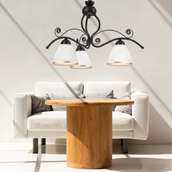 Lampadario a sospensione con catena RETRO II 3xE27/60W/230V nero