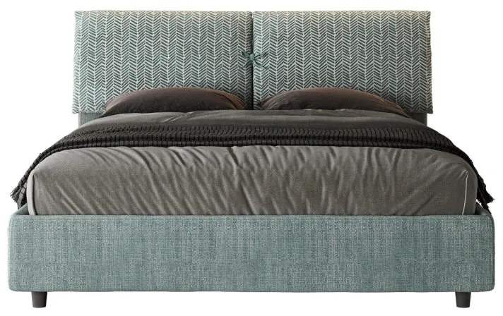 Letto imbottito Matrimoniale 160x210 cm tessuto Agata Mados - Con rete,Azzurro/Azzurro