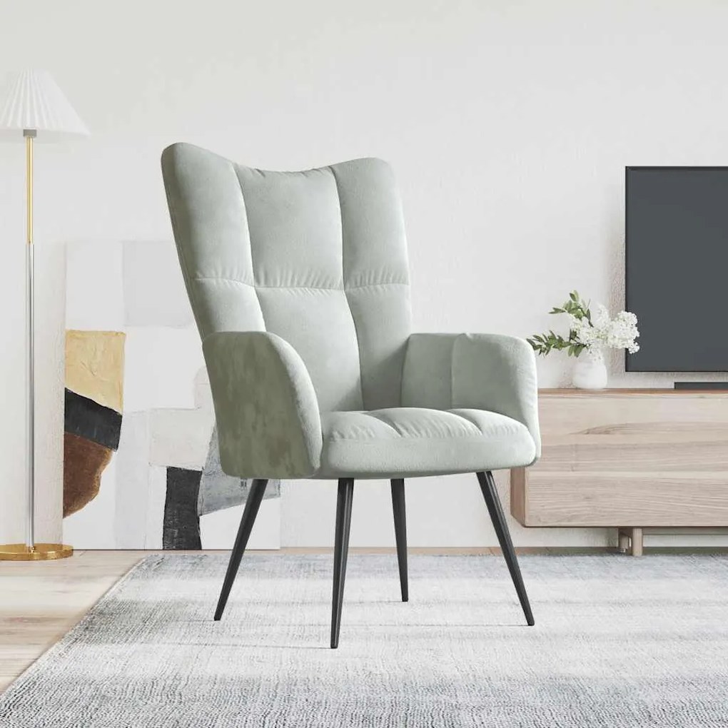 Sedia Relax Grigio Chiaro İn Velluto /