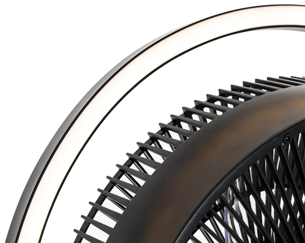 Ventilatore da pavimento a treppiede nero con LED dimmerabile 3 livelli regolabile - Marleen