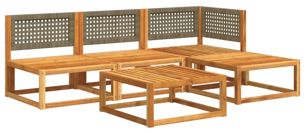 Set divano da giardino 5 pz con cuscini legno massello acacia