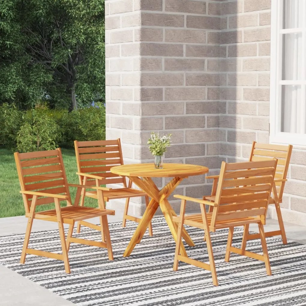 Set Mobili Da Pranzo Per Giardino 5 Pz Legno Massello Di Acacia /