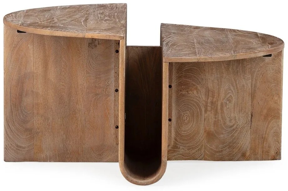 Tavolino da salotto rotondo colore naturale scuro in mango massiccio ø 80 cm Divya – MOME