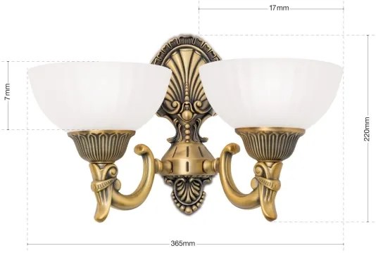 Orion WA 2-1201/2 - Applique ROCCA 2xE27/60W/230V bronzo/bianco