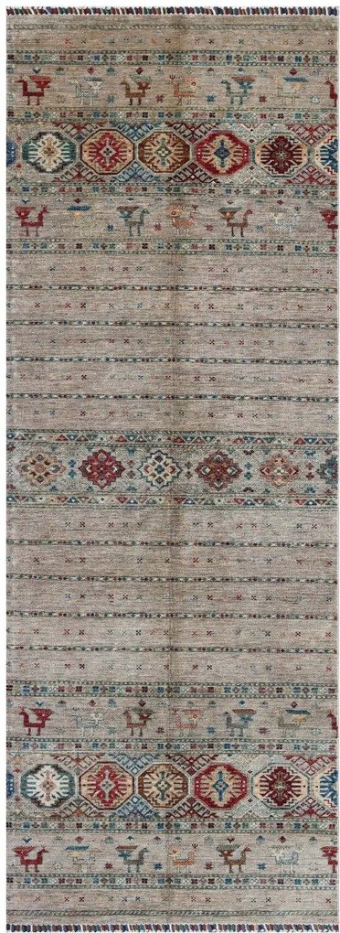 Samarkand Tappeto 340x120 Nero (Pakistan) Annodato A Mano