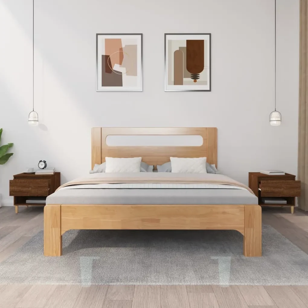 Comodini 2 pz rovere marrone 50x46x50 cm in legno multistrato