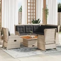 Set Divani da Giardino 5pz con Cuscini Polyrattan Grigio Chiaro 3262154