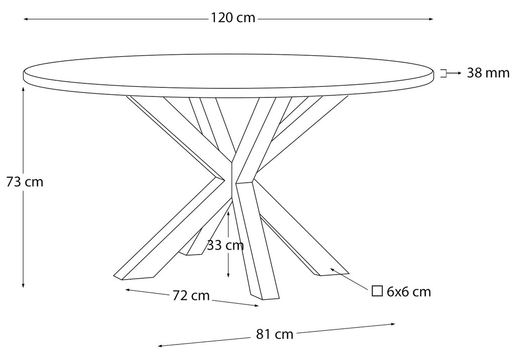 Kave Home - Tavolo rotondo Argo di DM laccato nero e gambe in acciaio con finitura nera Ã˜ 120 cm