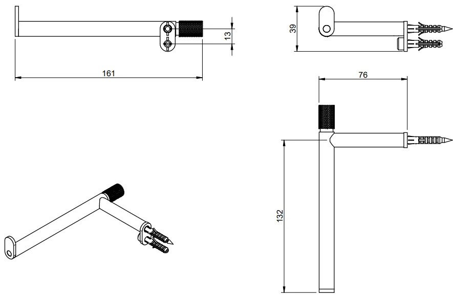 Treemme 22mm IT8301ISZZZZ portarotolo a muro inox satinato