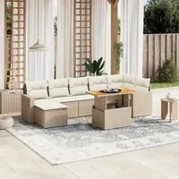 Set Divano da Giardino 8 pz con Cuscini Beige in Polyrattan 3264733