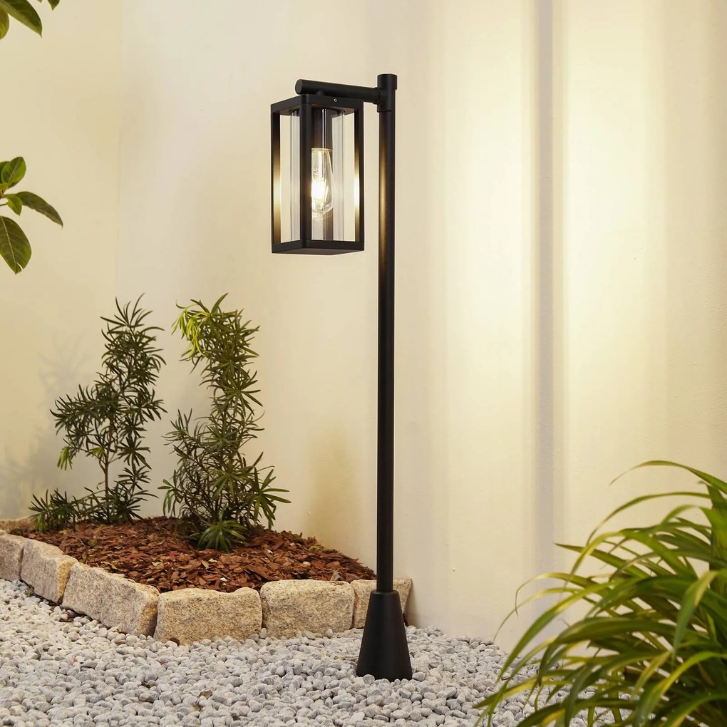 Lucande Siveta lampione, 100 cm, 1 luce, nero, alluminio