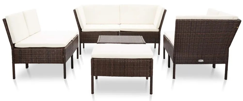 Set divani da giardino 8 pz con cuscini in polyrattan marrone