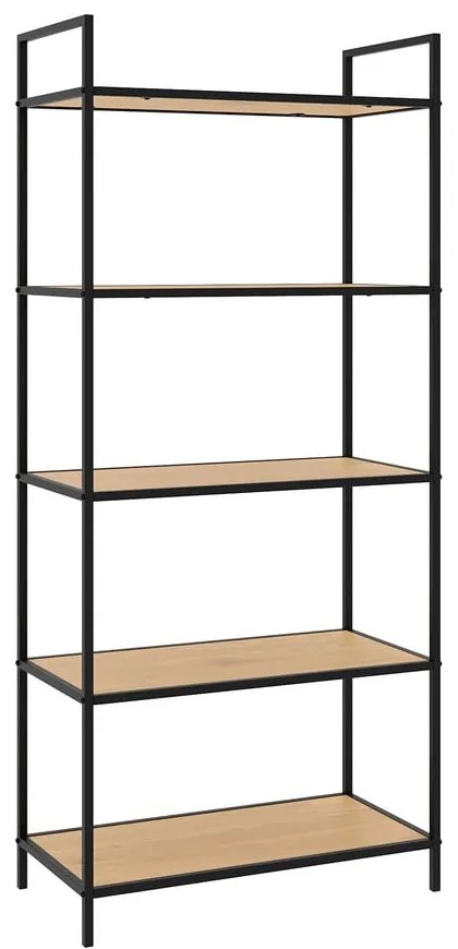 Scaffale nero/di colore naturale effetto rovere 70x156x35 cm Altino – Unique Furniture