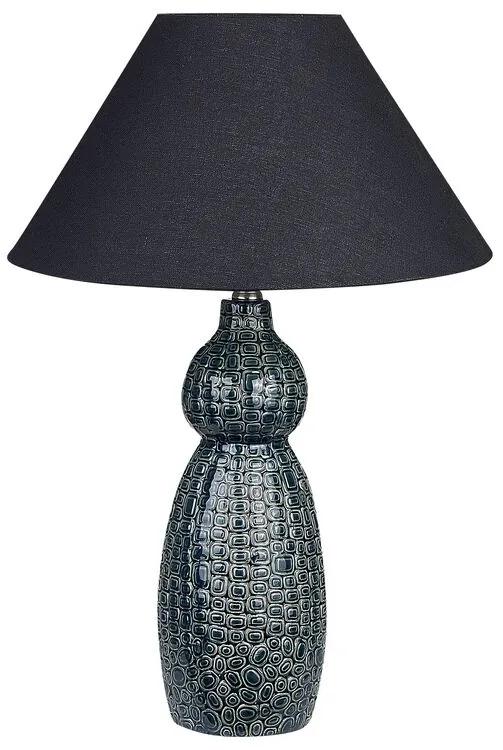 Lampada da tavolo ceramica blu scuro e nero 60 cm MATINA Beliani