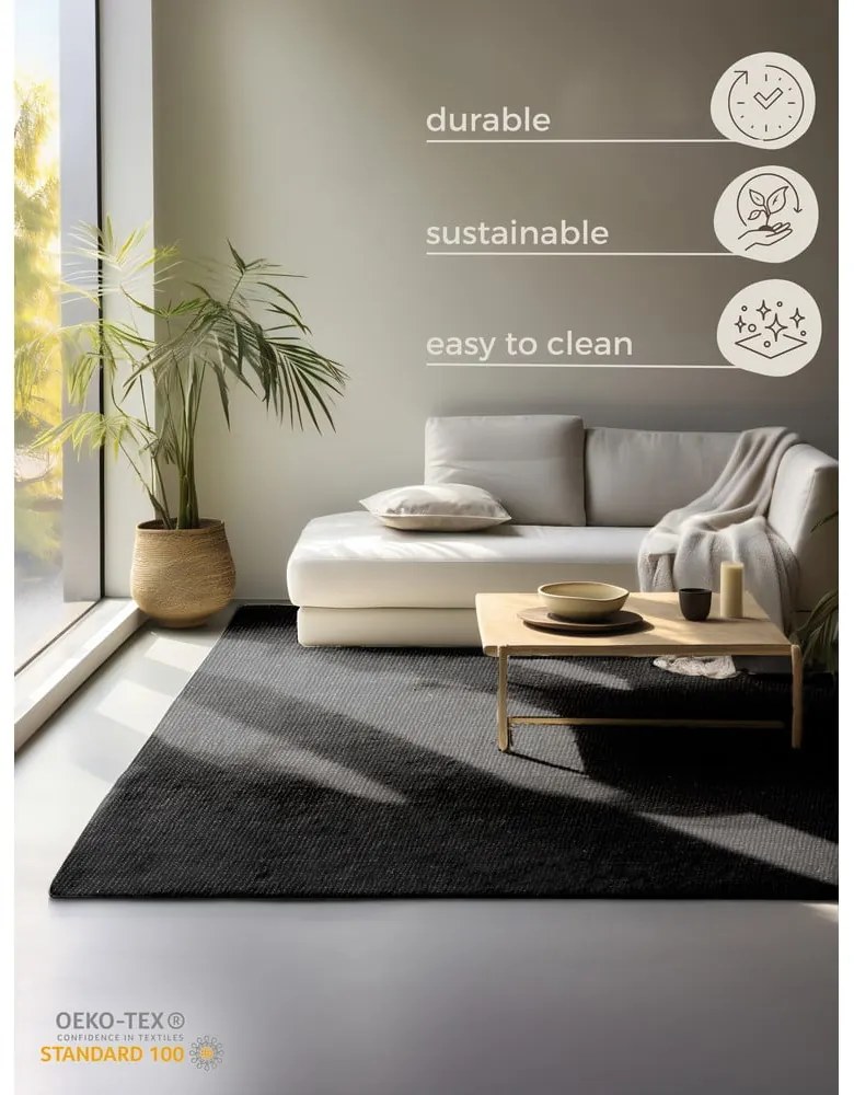 Tappeto nero in iuta 60x90 cm Bouclé – Hanse Home