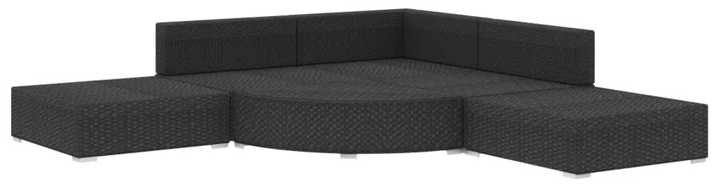 Set Divani da Giardino 6 pz con Cuscini in Polyrattan Nero