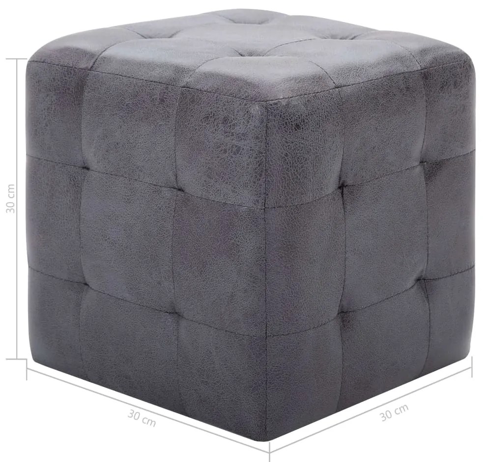 Pouf 2 pz Grigio 30x30x30 cm in Similpelle Scamosciata