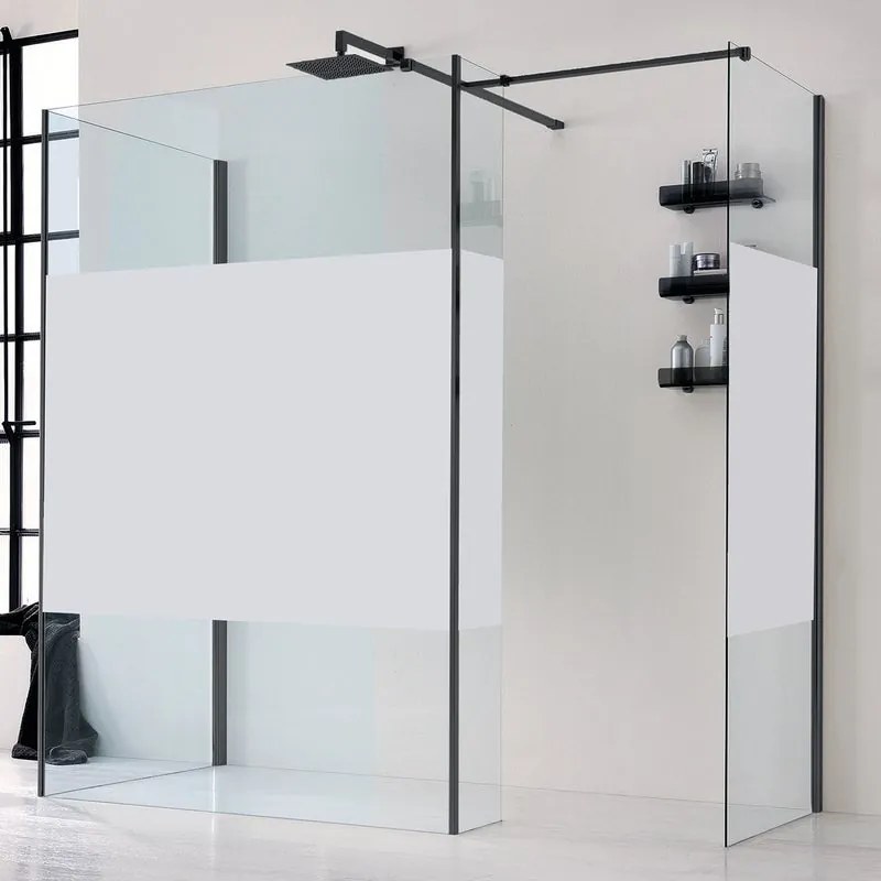 Walk-in wens L 68 x H 200 cm, vetro 6 mm serigrafato nero