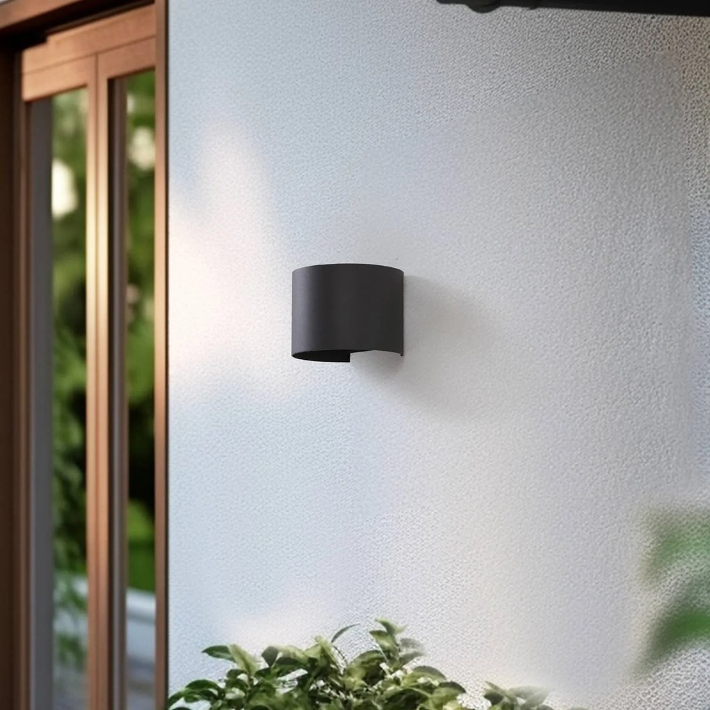 Lindby Smart LED applique da esterno Dara grigio tondo CCT RGB Tuya Lindby, dimmerabile, Alluminio / Grigio / Zincato, Plastica, Moderno