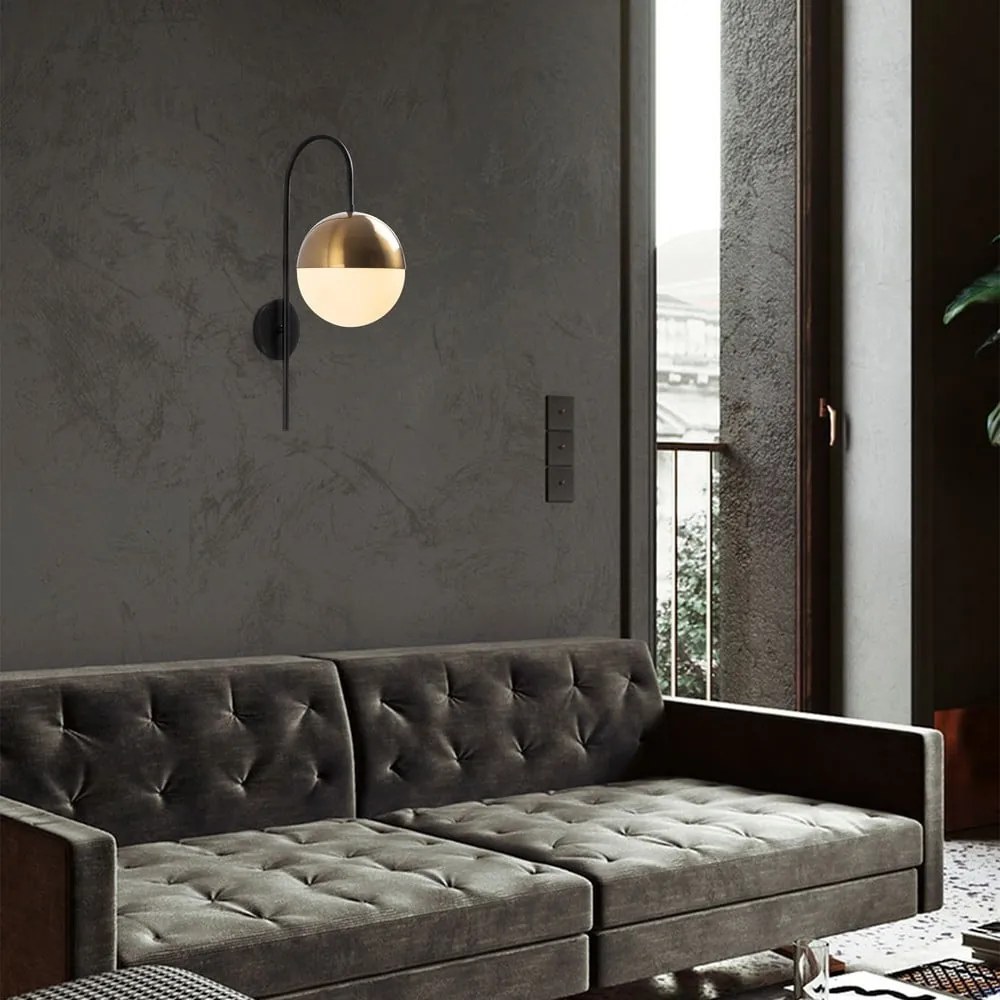 Lampada da parete nera/dorata ø 20 cm Bastos – Opviq lights