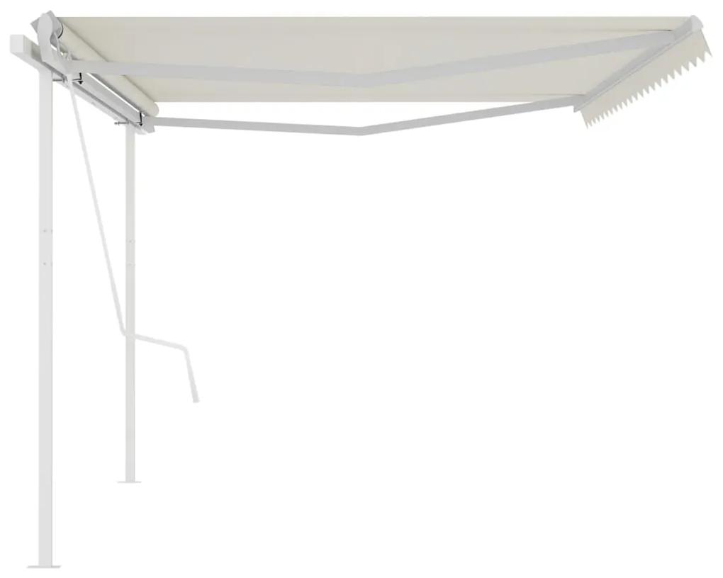 Tenda da Sole Retrattile Automatica con Pali 5x3,5 m Crema