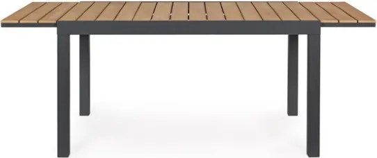 Tavolo Allungabile Per Esterno In Alluminio 90x140-200 Cm Con Doghe Di Legno Elias Antracite Bizzotto