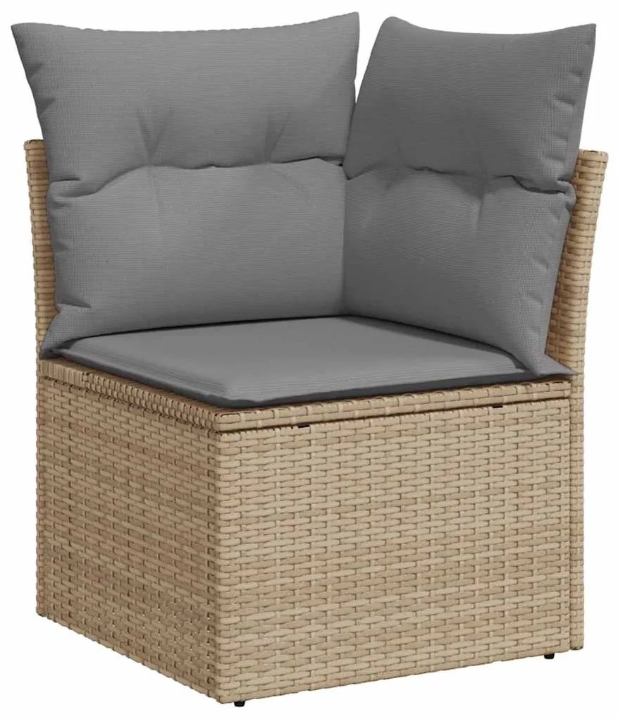 Set divano da giardino 8 pz con cuscini beige polyrattan acacia