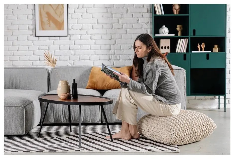 Poggiapiedi rosso con rivestimento in lavorato a maglia Knit – Bonami Essentials