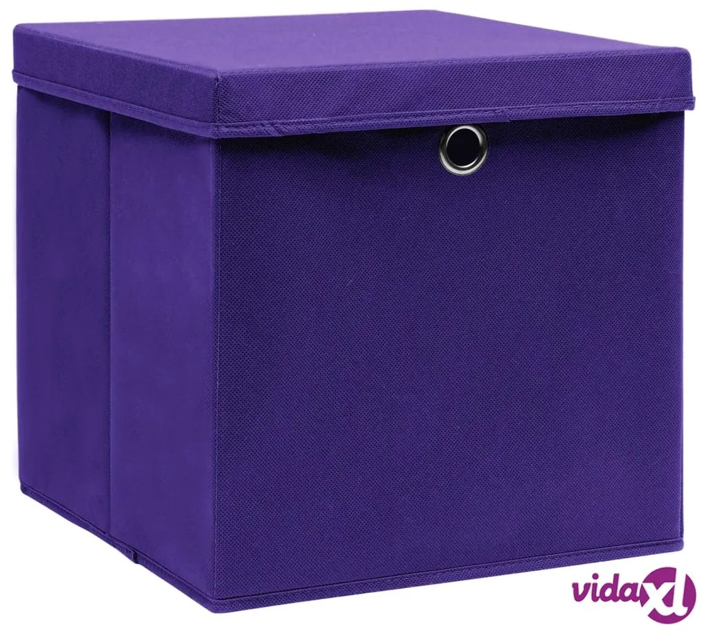 vidaXL Scatole Portaoggetti con Coperchi 4pz Viola 32x32x32cm Tessuto