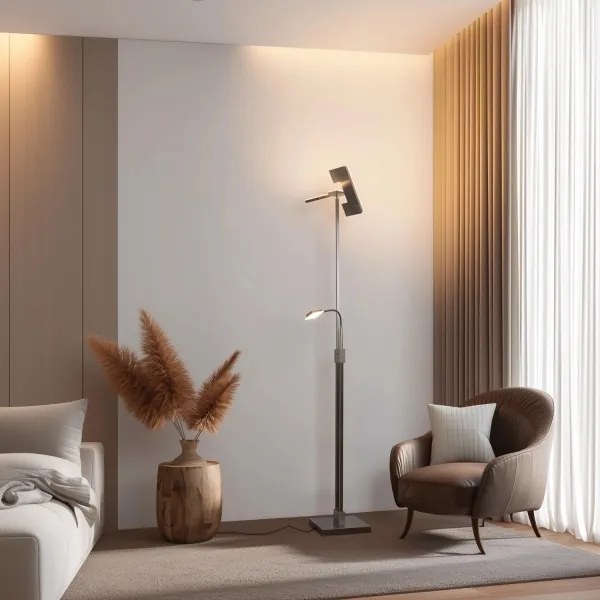 Eglo 33182 -Lampada da terra dimmerabile a LED SOLANO 1xLED/26W/230V+1xLED/3,2W cromo